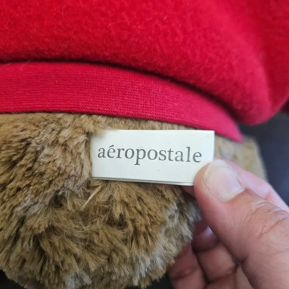 Aeropostale Collectible Teddy Bears Lot‎ of 2 Red Hoodie Plush Y2K NEW Holiday